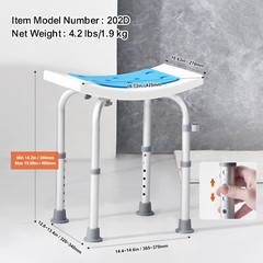 VEVOR Shower Chair Bath Stool Seat Padded Height Adjustable Bathtub Shower 350lb