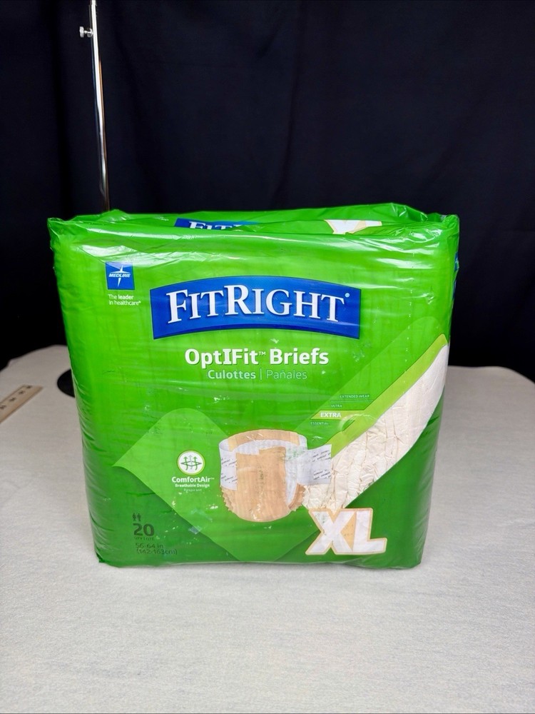 FitRight OptiFit Incontinence Briefs XL 56-64in Extra Absorbency Green 20