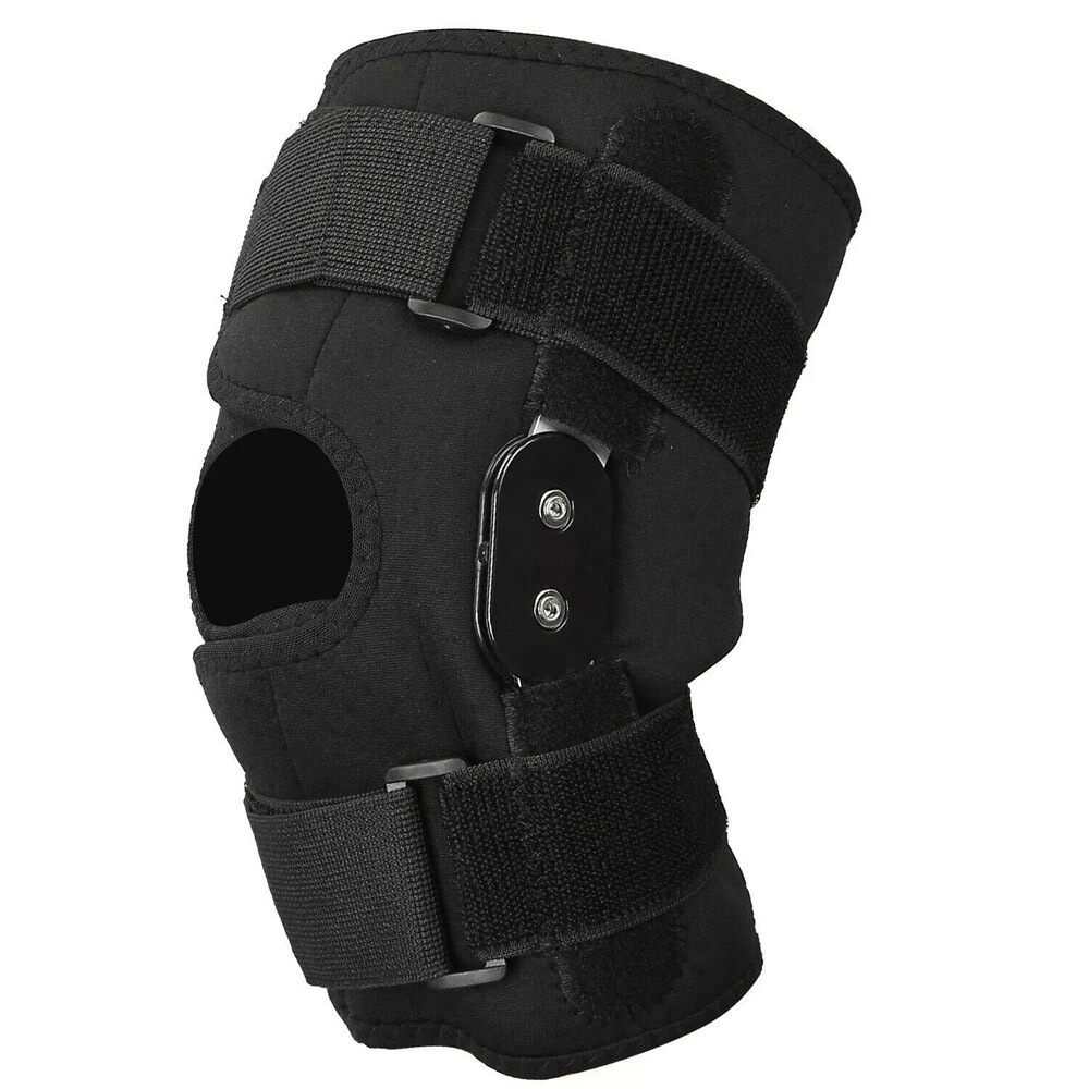 Hinged Knee Brace Compression Sleeve Joint Support Open Patella Stabilizer Wrap