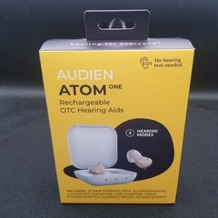 Audien Hearing Atom ONE Rechargeable OTC Hearing Aids (New Opened Box)