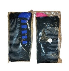 New 2 Pair Compression Socks L/XL Black 1 Pink Stripes 1 Blue Stripes