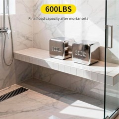 Adjustable Floating Shower Bench Kit 19-33in Wall Mount Aluminum Seat