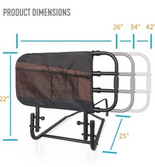 EZ Adjust Bed Rail, Adjustable Senior Bed Rail and Bed Assist Grab Bar #8000