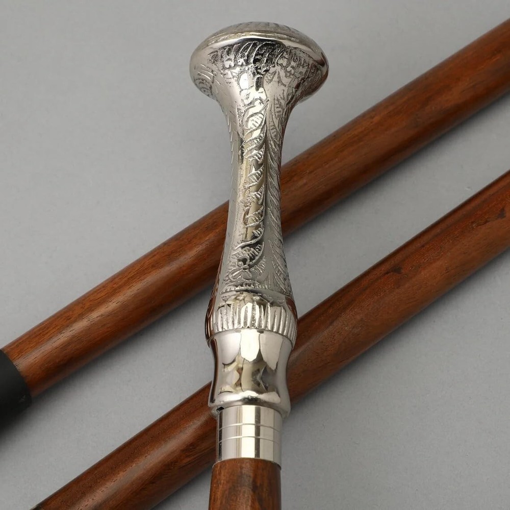 Brass Knob Walking Stick Beautiful Design/Women/Old People 39″ Natural Wood Cane