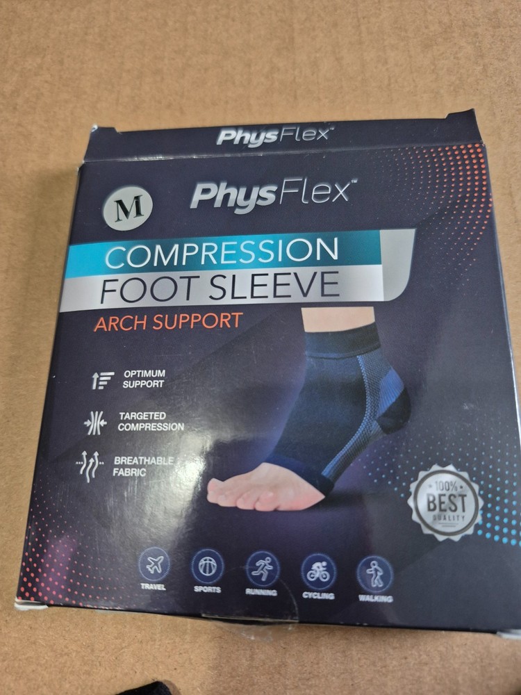 Physflex Compression Foot Sleeve Arch support Plantar Fasciitis NEW, Medium