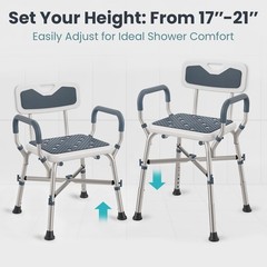 PELEGON Shower Chair for Elderly Disabled 450lb Padded Armrests Back #R047