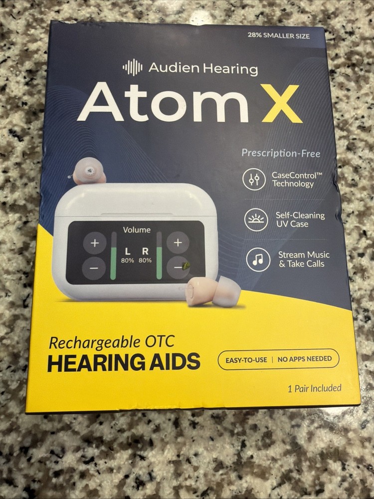 AUDIEN HEARING ATOM X RECHARGEABLE OTC HEARING AIDS BRAND NEW FREE SHIPPING