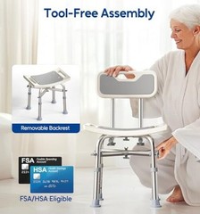 Shower Chair with Back for Elderly and Disabled, Shower 350LBS Rectangular