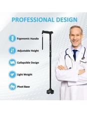 Adjustable Walking Cane,Lightweight Heavy Duty Sticks Pivot Tip Non-Slip Black