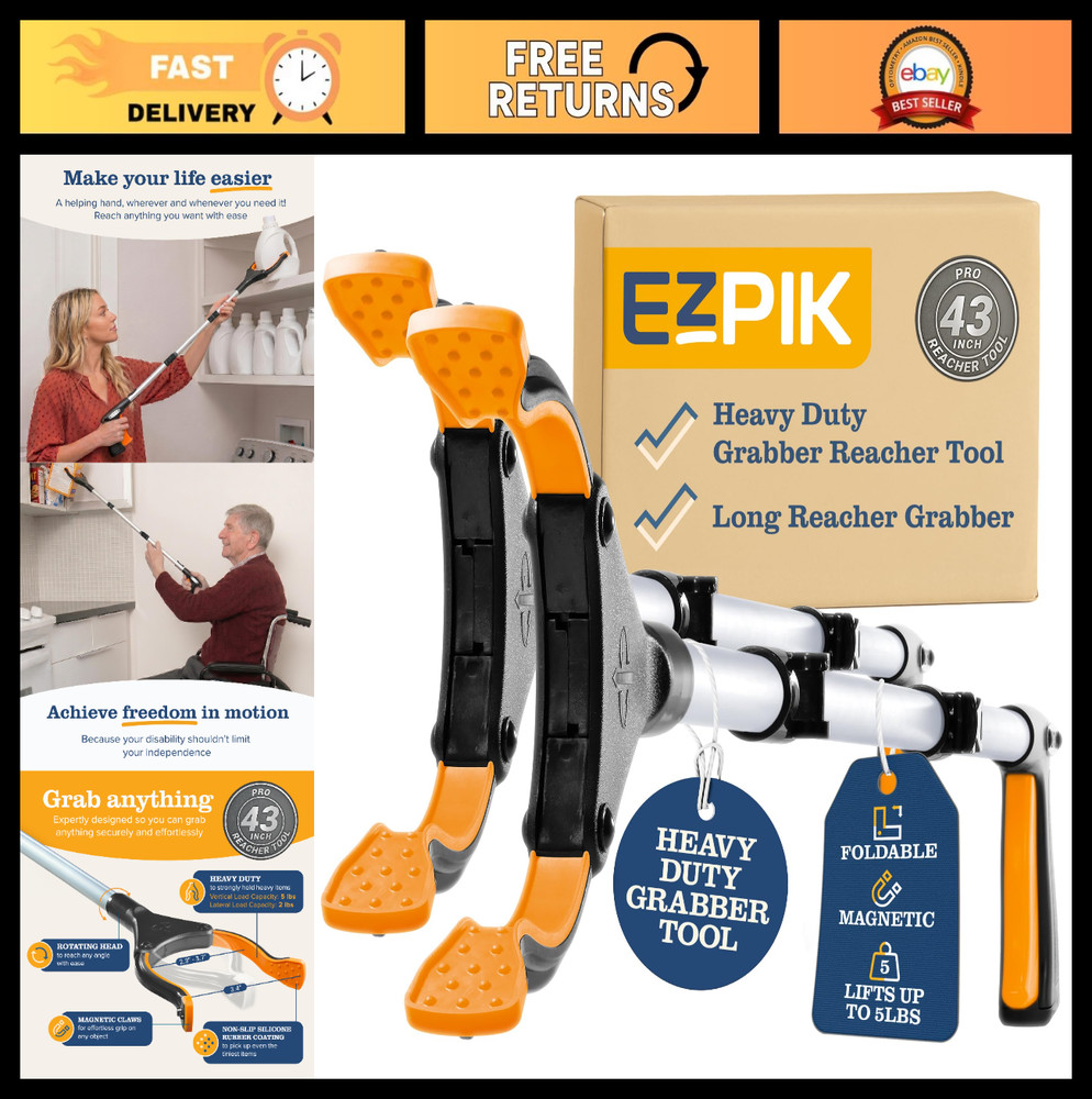 43″ Foldable Grabber Tool for Seniors – Heavy Duty Reaching Aid & Trash Picker 2