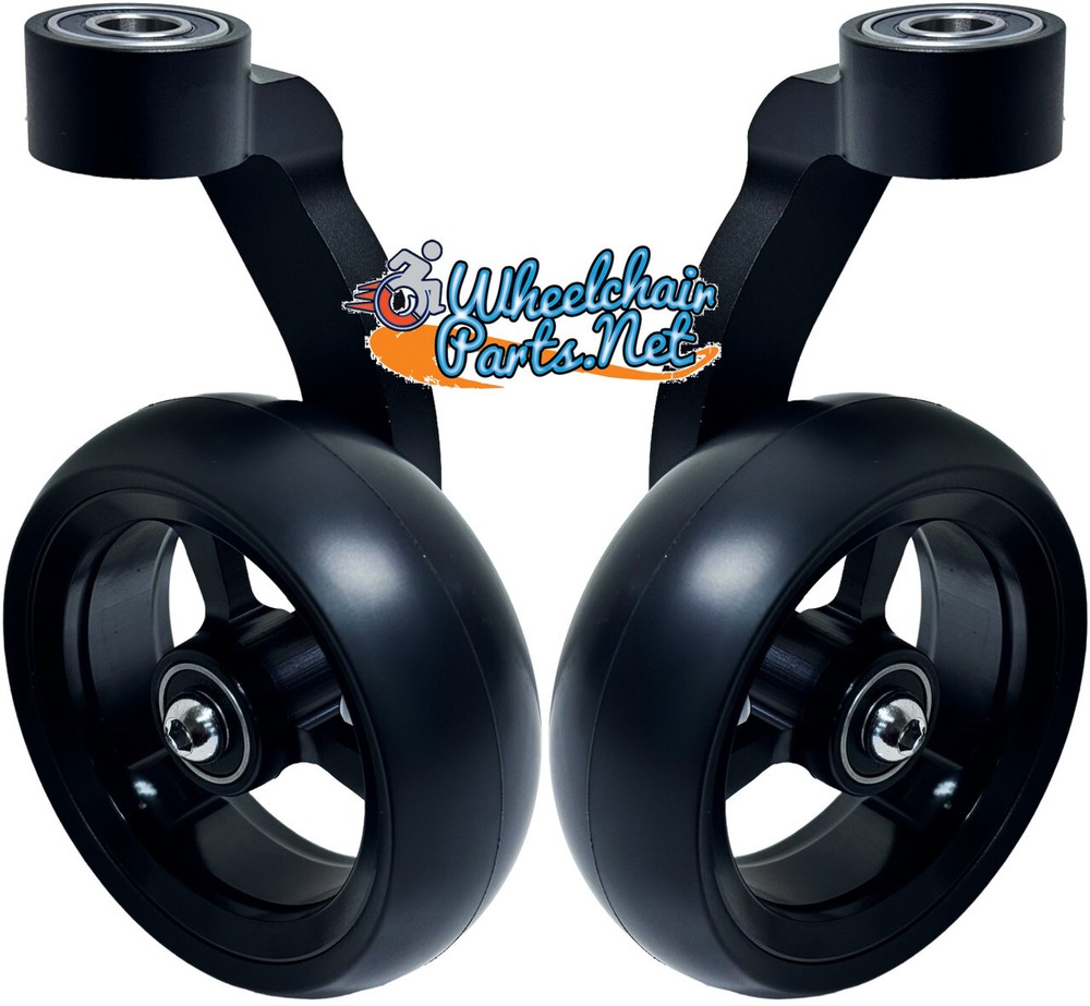 Single Sided Black Aluminum Caster Fork Assembly With 4″x1.40″ Wheels