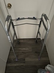 Foldable Adjustable Height 2-Wheel Walking Frame Walker, Indoor, Gray