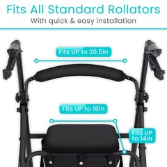 Vive Rollator Walker Seat and Backrest Covers – Removable Washable Black