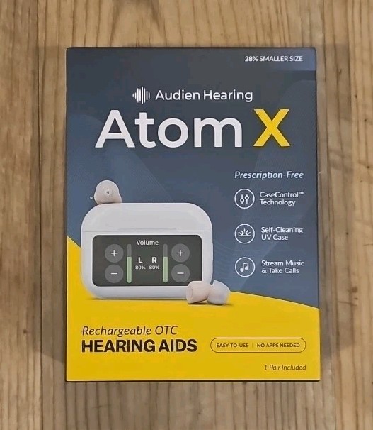 Audien Hearing ATOM X -Rechargeable OTC Hearing Aids-Stream music-Take calls!