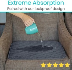 Waterproof Chair Pads for Incontinence 22×21 inches Washable Seat Protector Gray