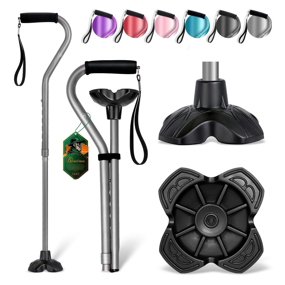 Walking Cane Adjustable 380lbs Load Capacity Offset Cushioned Handle – Mobility