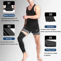 Full Leg Compression Sleeve Knee Support Brace Meniscus Tear Arthritis Pain Gym