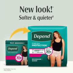 Depend Fresh Protection Incontinence Underwear for Women, L, 72 Ct