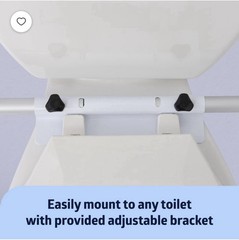 Adjustable Height Toilet Safety Frame, Foam Armrests, Aluminum, 250 lb