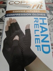 COPPER FIT • Hand Relief COMPRESSION ARTHRITIS GLOVES • L/XL • BLACK • 1-Pair