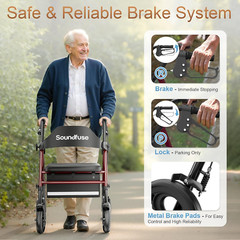 Rollator Walkers with Seat for Seniors, Foldable 8″ Big Wheels All Terrain Rolli