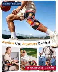 Upgraded 4 Vibration Area Red Light Therapy Knee Brace with Heat, Cordless Knee