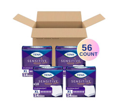 TENA Sensitive Care Overnight Underwear, XL, 56 Count (Waist Size 39in-52in)