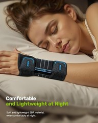 Rakiie Carpal Tunnel Wrist Brace Left Hand Blue 3 Metal Splints Support