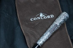 Mens Made in Italy Concord Edwardian 925 Silver Handle Walking Stick Cane w/ Bag
