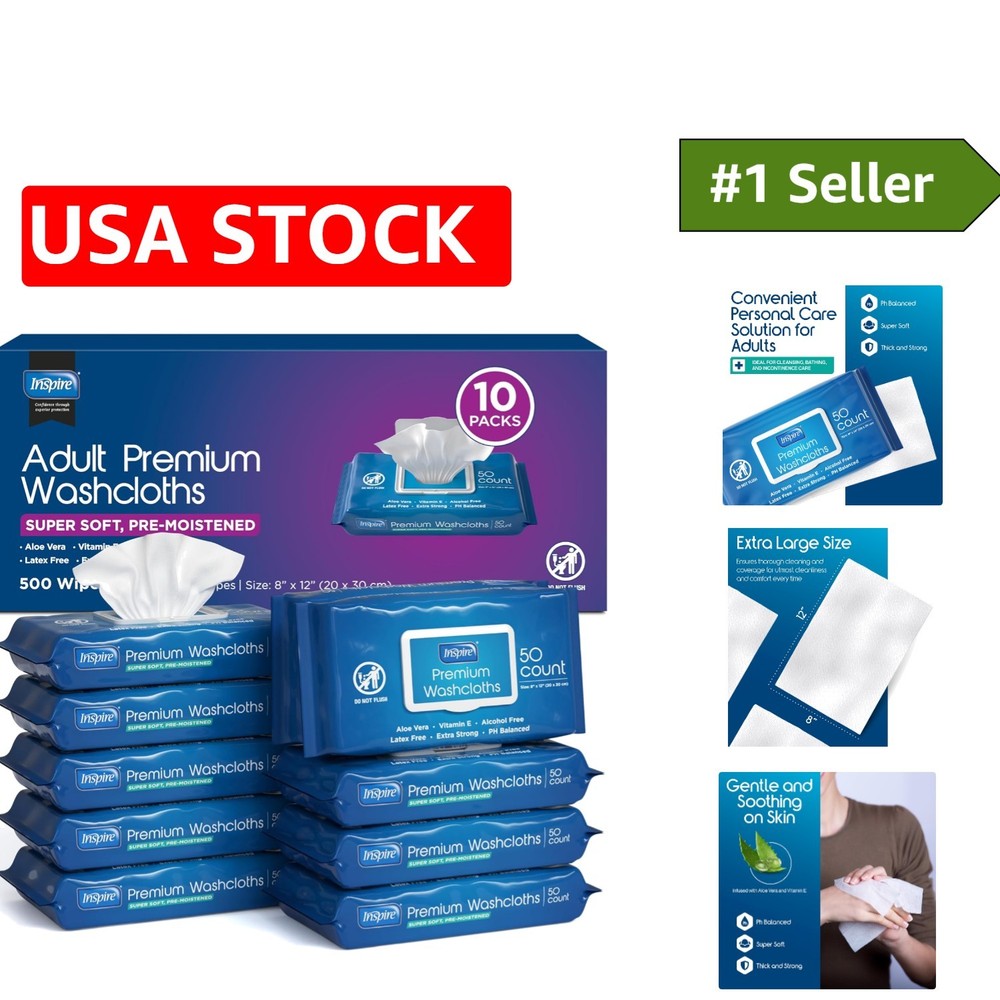 500 Adult Aloe Vera Wipes, 8×12 – Ideal for Cleansing & Incontinence Care