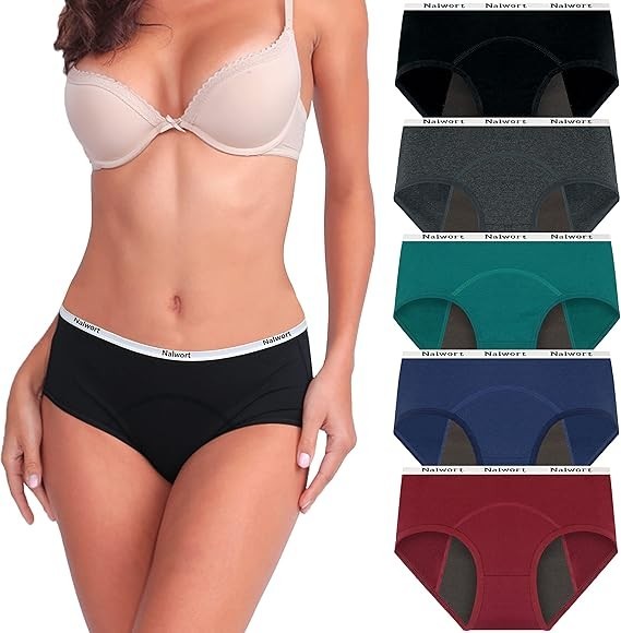 5Pack High Absorbency Incontinence Underwear for Women Washable Leakproof Pantie