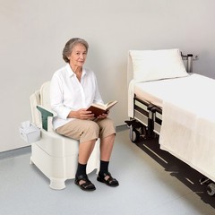 Floor Standing Bedside Commode w/Induction Portable Toilet for Elderly Disabled