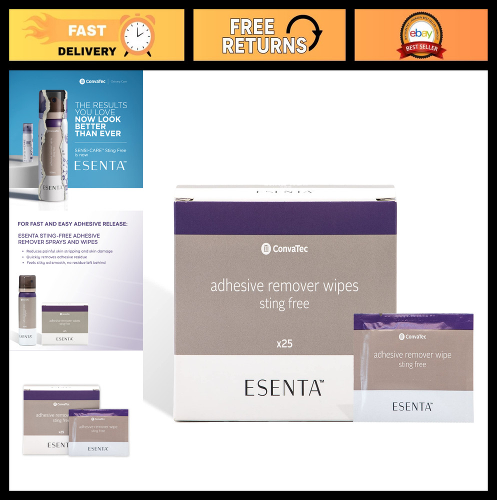 Sting-Free Adhesive Remover Wipes for Stomas & Wounds, Alcohol-Free, 25ct Box