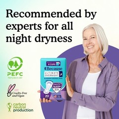 Because Ultimate Overnight Incontinence Booster Pads for Men and Women, Adds 4 C