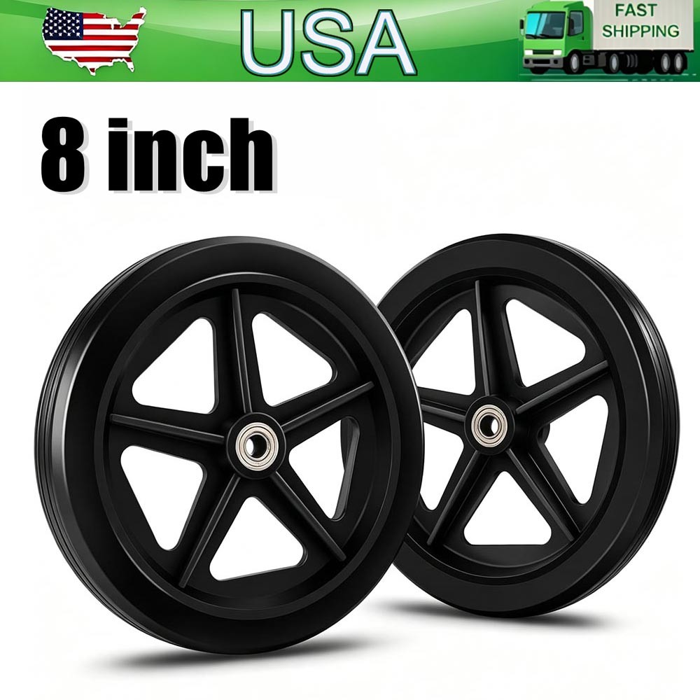 2PCS 8″ Heavy Duty Front Wheelchair Wheels 5/16″ (8mm) Bearing