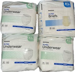 *QTY 4* McKesson UWBXL BRULXL Unisex Adult Disposable Underwear Brief XL White