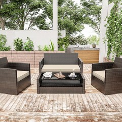 3 Pack Outdoor Furniture Cushions,High-Elastic 36x18x3in,18x18x3in, Cream