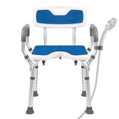 Heavy Duty Shower Chair with Arms & Back, 330lbs Capacity, Tool-Free Assembly, C