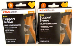 2 X CVS Health Knee Support Sleeves Mild Compression SMALL Damaged Packages F/S