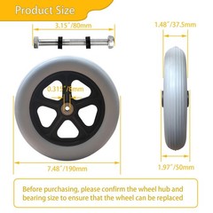2 PCS 8 x 1.5 Inch Solid Wheels for Rollator Walker Folding Hand Truck Access…