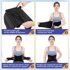Cerviva Back Brace Support Belt-Lumbar for Medium（29.5“-35.4), Black