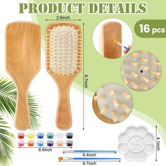 Meanplan 16 Set Diy Wooden Painting Kits Make Your Own Hair Brush Hand-Painted