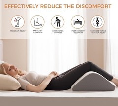 Knee Wedge Pillow for Back Pain Relief & Post Surgery, 8" Leg Elevation