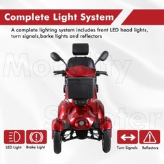 Heavy Duty 4-Wheel Mobility Scooters 31 Miles 3-Speed 800W 500lbs Capacity