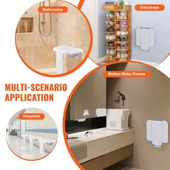 VEVOR 440 lbs Folding Shower Seat 15.7“ x 16.7“ Wall Mounted Shower Bench