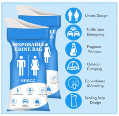 DIBBATU Disposable Urine Bags – 800ML Travel Pee & Vomit Bags, 12/24 Pack!