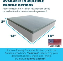 High-Density Cooling Gel Memory Foam Cushion 2″ x 16″ x 18″ for Ultimate Relief