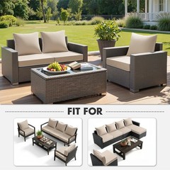 MIULEE Beige Outdoor Seat Cushion 24×24 Inch 24 x 24 x 4 Inch,