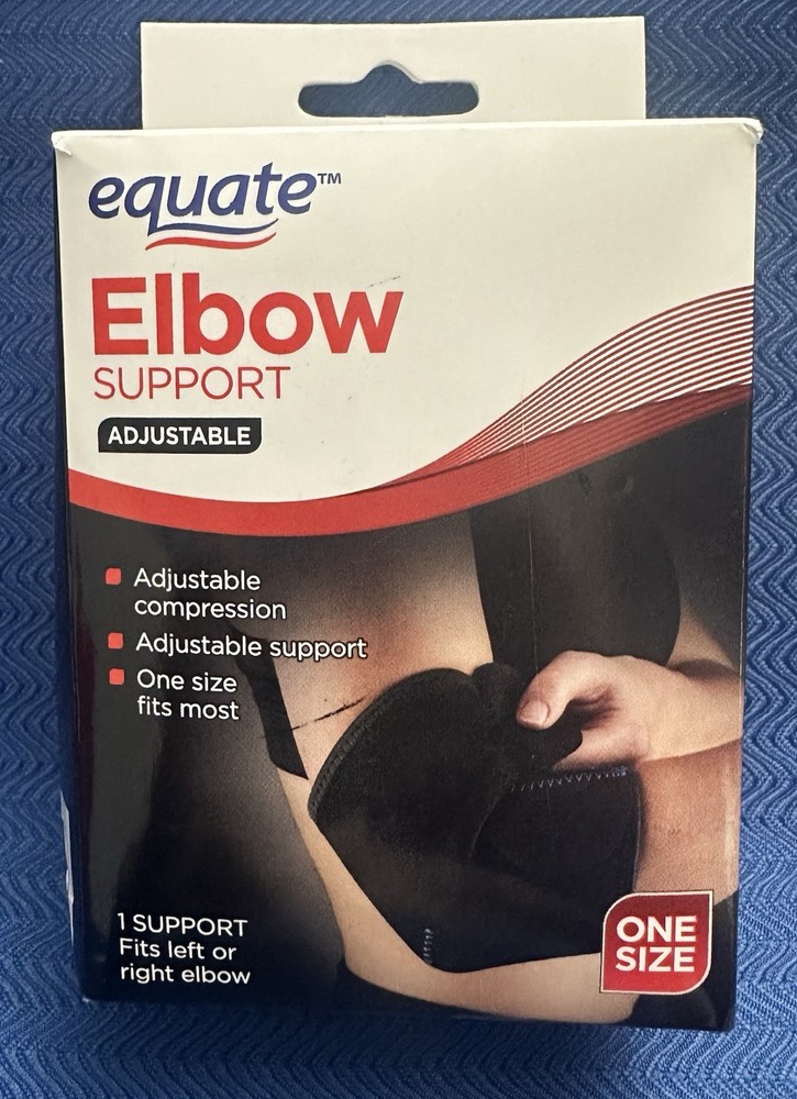 Equate ELBOW SUPPORT Adjustable Compression OSFM Left Or Right Contoured Design