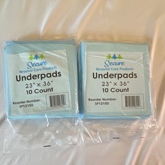 Secure Personal Care Products Underpads 23 x 36 in Blue, 10 Count (2 Packs)